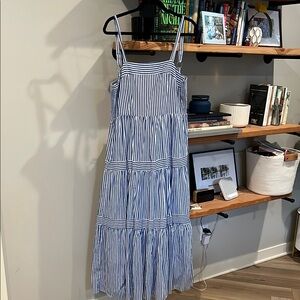 Blue and White Striped Maxi Sundress